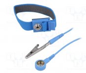 ESD Handledsband blå, snäpplås, med kabel 1.8m, tryckknappar