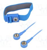 ESD Handledsband blå, snäpplås, med kabel 1.8m