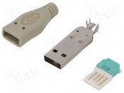 USB Typ A ha kontaktdon, verktygsfri grå