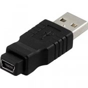 Deltaco USB-67, USB adapter Typ A hane - Typ mini B hona