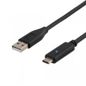 USB 2.0 kabel, Typ C - Typ A ha, 0,5m, SVART