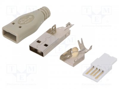 USB Typ A ha kontaktdon, löd grå