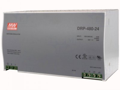 Switched power supply Mean Well for DIN rail / 24V ...20 A (24...28V DC)
