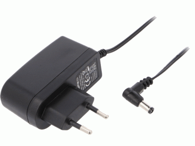 AC adapter ESPE 9V 1.0A 5,5x2,5 mm, L-kontakt