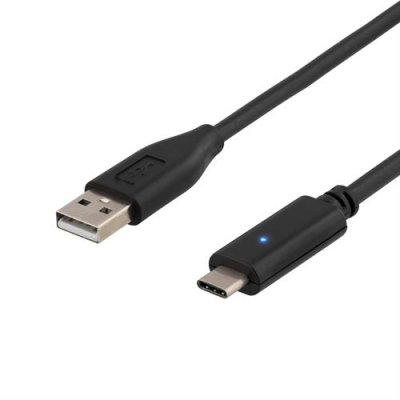 USB 2.0 kabel, Typ C - Typ A ha, 2m, SVART